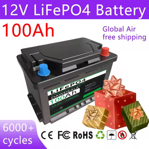 12V 100Ah Lithium Ion Battery 1280Wh 100A BMS LiFePO4 Battery RV Boat Solar Energy Outdoor Camping W