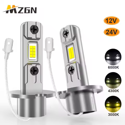 MZGN 2Pcs H3 LED Car Headlight Fog Light Bulb Fanless Daytime Running Light No Polar H3 Driving Lamp