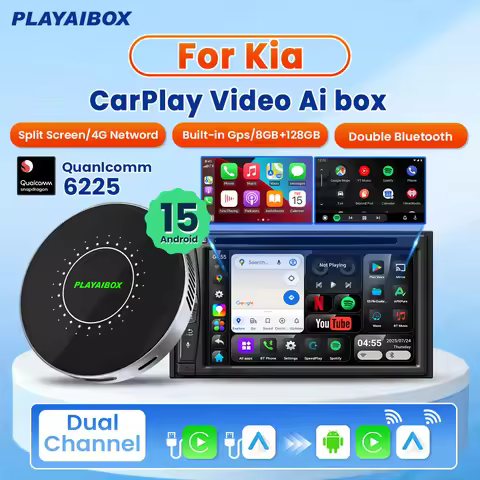 Android 15 Wireless CarPlay Ai Box Wireless Android Auto Built in GPS 8GB+128GB For Youtube Netflix 