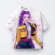 [Hot selling] Devil Hunter Kpop T-shirt Anime Children's Clothing Girl Boy Short Sleeve Purple T-shi