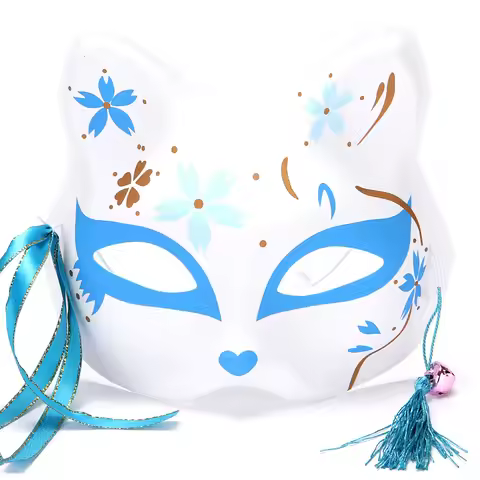 Rave Festival Mask Blister PVC Kabuki Kitsune Mask Japanese Fox Mask Festival Party Props For Cospla