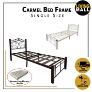 Living Mall Carmel Single Size Metal Bed Frame In White and Copper with Optional 4" Foam Mattress Add On