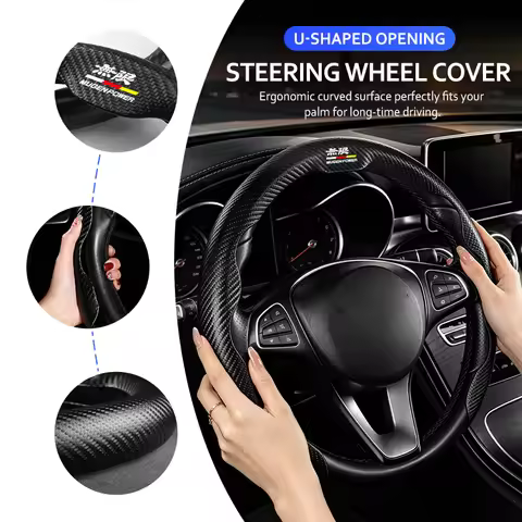 For Honda Car Logo Anti-slip Leather Steering Wheel Cover Auto Accessories Mugen Power Accord Civic 