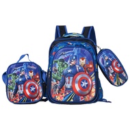 3in1 3D Cartoon Bag / Beg Roda Sekolah Budak / Bag Set 6 wheels / 6 roller spiderman princess frozen