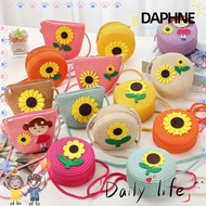 DAPHNE Shoulder Bag, Small Straw Crossbody Bag, Durable Flower Coin Purse Girls Kids