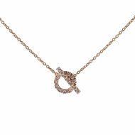 HERMES Finesse小Q項鏈滿鑽18K玫瑰金/鑽石項鏈玫瑰金18K項鍊