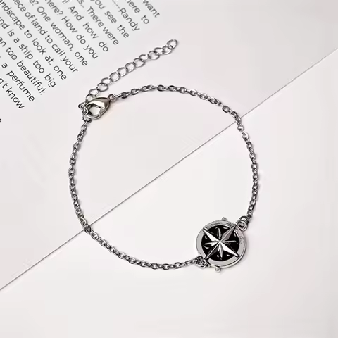 Fashion Metal Bracelet Fashion Compass Shape Adjustable Necklace Unisex Concert Jewelry Accessories 