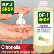 Anti Bacterial Hand Sanitizer Gel with 75% Alcohol  - Citronella Anti Bacterial Hand Sanitizer Gel - 1L