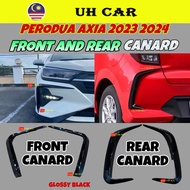 Perodua Axia 2023 2024 Front Rear Bumper Canard Glossy Black