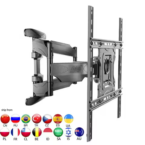 NB 757-L400 strong 6 arm 32-70" VESA lcd tv mount bracket in wall with plastic cover 100lbs swing ar