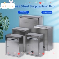 WINTE Mailbox, Waterproof 3 Sizes Letter Box,  Stainless Steel with Locks Ballot Box Outdoor