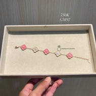 MATA GM97 |Nori Rosegold Bracelet Large Pink Flower Mix Moissanite Eyes 0.20CT Silver s925