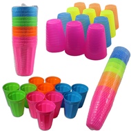 12pcs Neon Plastic Cup Dining Cup Cute Party Drinking Cups Baso 300ML BASO SET