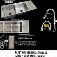 PAKET KITCHEN SINK STAINLESS 12050 + KRAN TARIK EVAN (INSTANT)