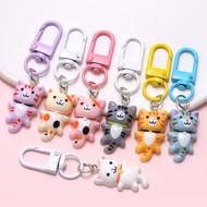 10pcs cat keychain DIY bag resin cartoon small flower backpack accessories gifts