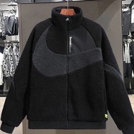 外國預請 3色選 Nike swoosh 雙面穿 風褸面 羊羔毛 面 立領外套