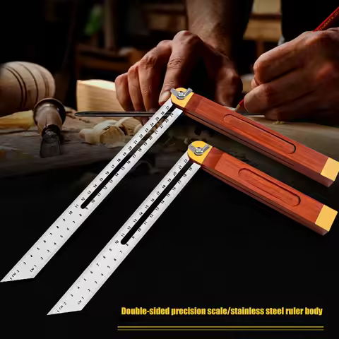 Wooden Marking Angle Rulers Gauges Tri Square Sliding T-Bevel with Wooden Handle Level Measuring Too