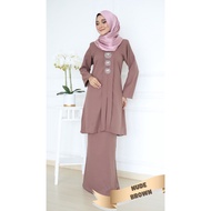 Baju Kurung Kebarung Nude Brown Ironless Saiz S-5XL Plain Loose (Plus Size) Ready Stock Raya Sale baju raya 2023