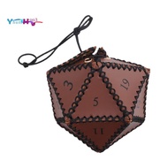 PU Leather D20 Dice Bag Polyhedral Dice Pouch for , Game, DND Dice Bag, Brown