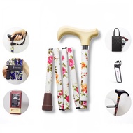 【限定禮盒】繽紛生活折疊手杖-象牙白紅玫瑰 登山禮物 教師節禮