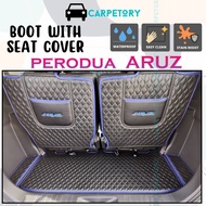 Perodua Aruz Car Boot Liner with Seat Cover Cargo Boot Mat Carpet Leather Customized Rear Back Seat 