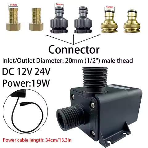 800L/H 5M DC 12V 24V Solar Brushless Motor Water Circulation Pump Ultra-quiet Submersible Pump 1/2" 