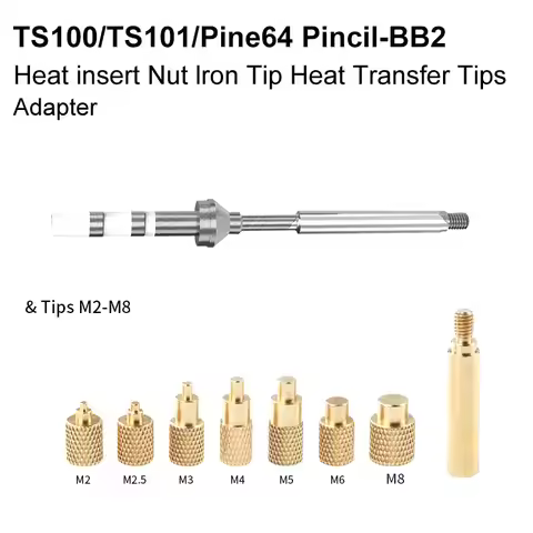 M2-M8 Hot Melt Brass Threaded Knurled Nut Embedded Insertion Tip 3D Printed Install for TS100 TS101 