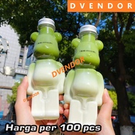 100 pc BOTOL PLASTIK TEMPAT MINUM  BENTUK BERUANG BEAR PET MINUMAN KALE KOPI BOBA JUS MILK TEA PUDDI