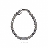 CW Manila - 0RION Bracelet - 6mm Map Jasper Stone with Silver Hematite Spacers - Lobster Clasp