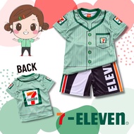 7-11 เสื้อผ้าเด็ก ชุดเด็กแฟชั่น ชุดอาชีพเด็ก ชุดเด็กลายการ์ตูน ผ้าไมโครเกรดA เสื้อแขนสั้น+กางเกงขาสั