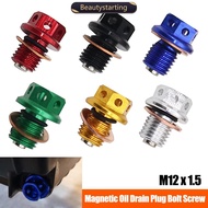 BEAUTYSTARTING M12 x 1.5 Magnetic Oil Drain Plug Bolt Screw Washer Gasket For Yamaha YZF-R3 YZF-R25 