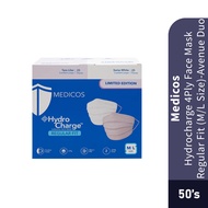 MEDICOS 4Ply Hydrocharge 4Ply Face Mask 50’s Regular Fit M/L Size- Mask , 4 Ply Mask , Face Mask Nut