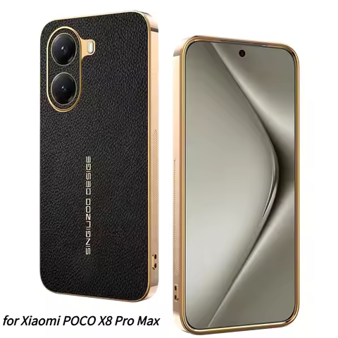 Luxury Lychee Pattern Leather Plating Frame Phone Case For Xiaomi POCO X8 Pro Max X7 F8 Ultra F7 M8 