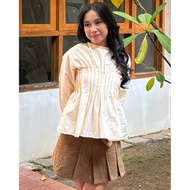 (SAY KARRA) Aileen Blouse | Women's Fitted Pleated Blouse