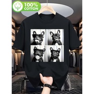 Men's & Women's French Bulldog in Glasses T-Shirt - 100% Cotton Soft Breathable 4-Panel Cute Frenchi