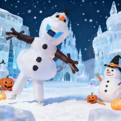 Inflatable Snowman Frozen Olaf Costume Funny Olaf Full Body Blow Up Outfit Halloween Christmas Party