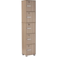 LehouZ NAOMI 5 Door File Cabinet with Lock Storage Box Keylock Almari Buku 5 Tier Kabinet Kunci Dark Brown Oak Natural