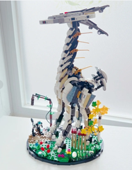 2025 In-stock Horizon Monster ยีราฟคอยาว Beast Building Blocks ชุด Dawn Deer Creature 76989 อิฐของขว