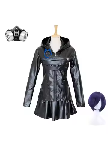 Tokyo Ghoul Touka Kirishima Cosplay Costume Black Dress Uniform Mask Wig Dress Full Set for Women Ha