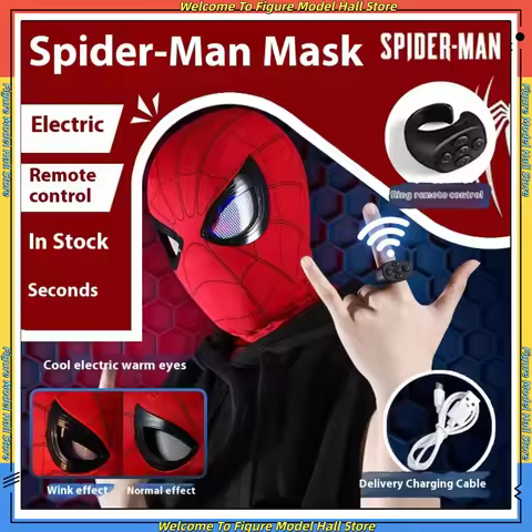 Remote-Controlled Electric Blinking Spider-Man Headgear Red And Black Cos Glowing And Funny Mask Wea