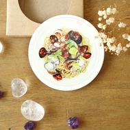 【蛤蜊義麵】手繪美食杯墊/鶯歌陶瓷吸水杯墊/陶瓷杯墊/圓形杯墊