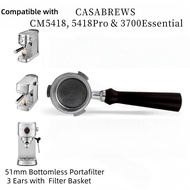Bottomless Portafilter 51mm Compatible with CASABREWS CM5418 5418Pro & 3700Essential - Stainless Ste