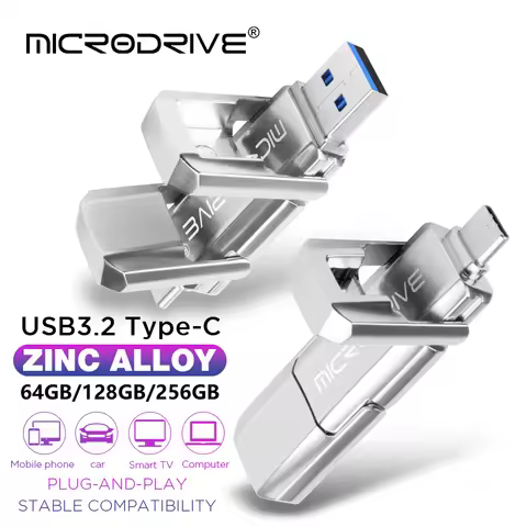 2 in 1 OTG USB-C Flash Pen Drive Metal Memory Stick Usb3.2 Flash Disk 64G 128GB 256GB USB3.2 Dual C 