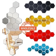 [Wholesale Price]3D Geometric Mirror Wall Stickers Colorful Hexagon Acrylic Mirror Sticker Removable Self Adhesive Mosaic Tiles Decals DIY Home Decor Bedroom Living Room Art Mirror