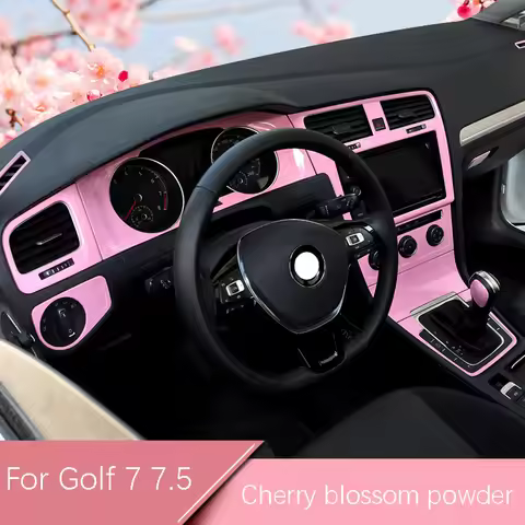 Car styling Interior Sport Cherry blossom powder Protection Stickers For VW Volkswagen Golf 7 7.5 MK