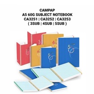 (2PCS) CAMPAP A5 60G Subject Notebook | CA3251 [3SUB] / CA3252 [4SUB] / CA3253 [5SUB] X 2PCS