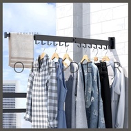 OHHDEER 2 Rod Folding Clothes Hanger Wall Mount Retractable Cloth Drying Rack Indoor & Outdoor Space