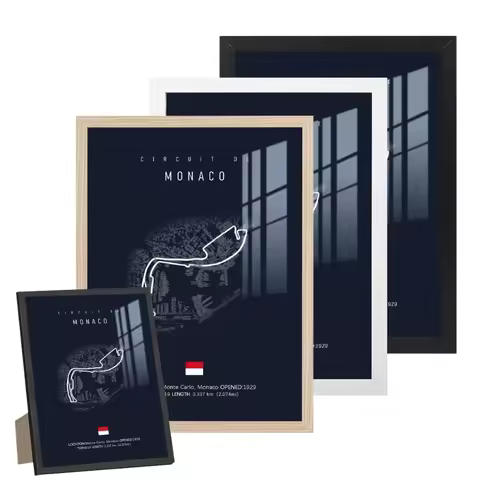 30x40cm Black and White Color Frame Plus Monaco Imola F1 Track Canvas Painting Formula One Can Be Hu