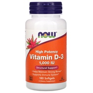 ✅READY STOCK✅ Now Foods, Vitamin D-3 High Potency, 25 mcg (1,000 IU), 180 Softgels (1000 IU , D3, D 3)