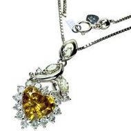 3.03ct sphene and 1.092ct diamond necklace in 18K white gold, 11.9g, 45cm, for women